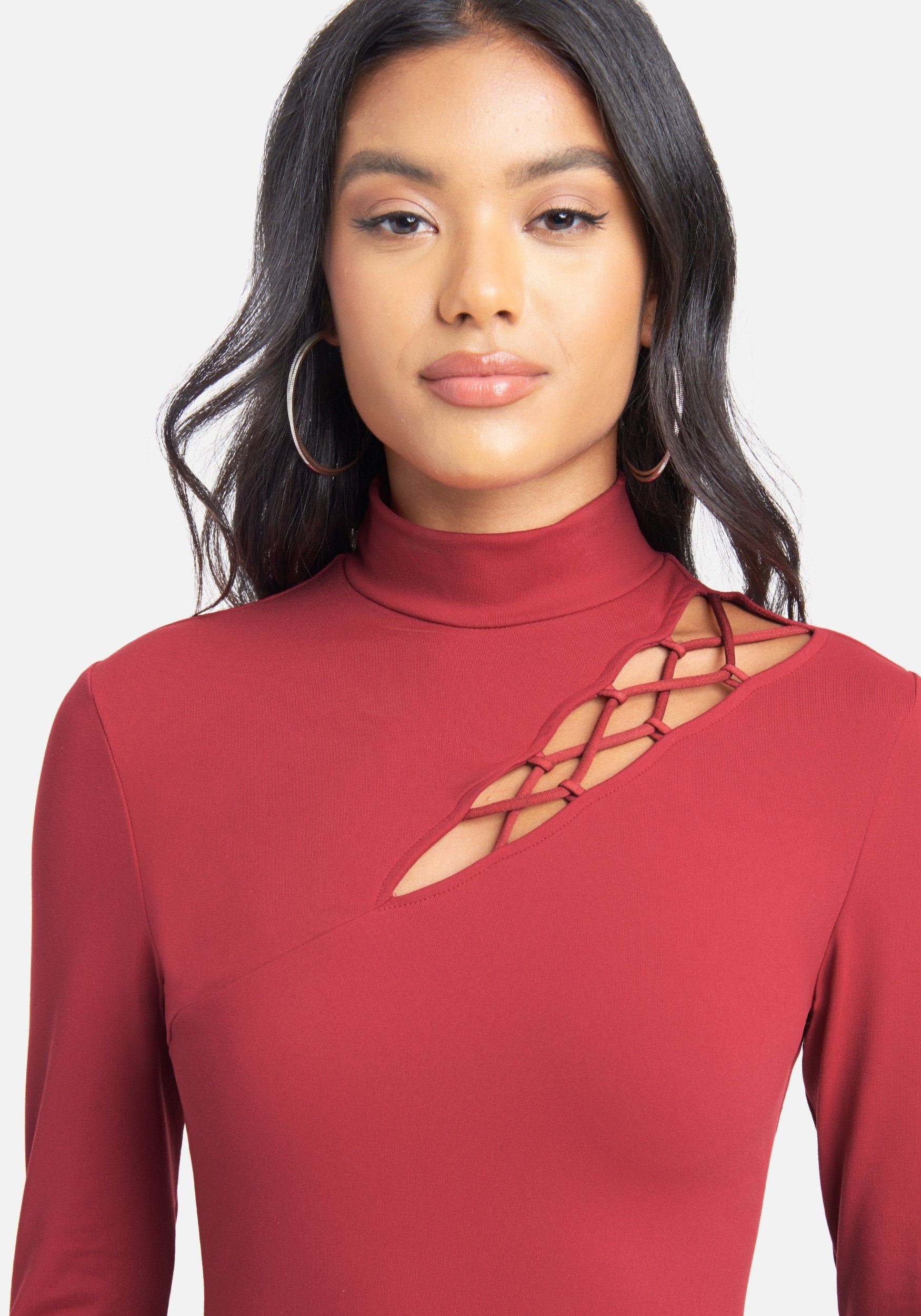 Mock Neck Cut Out Knit Top sold by Bebe product image thumbnail 5