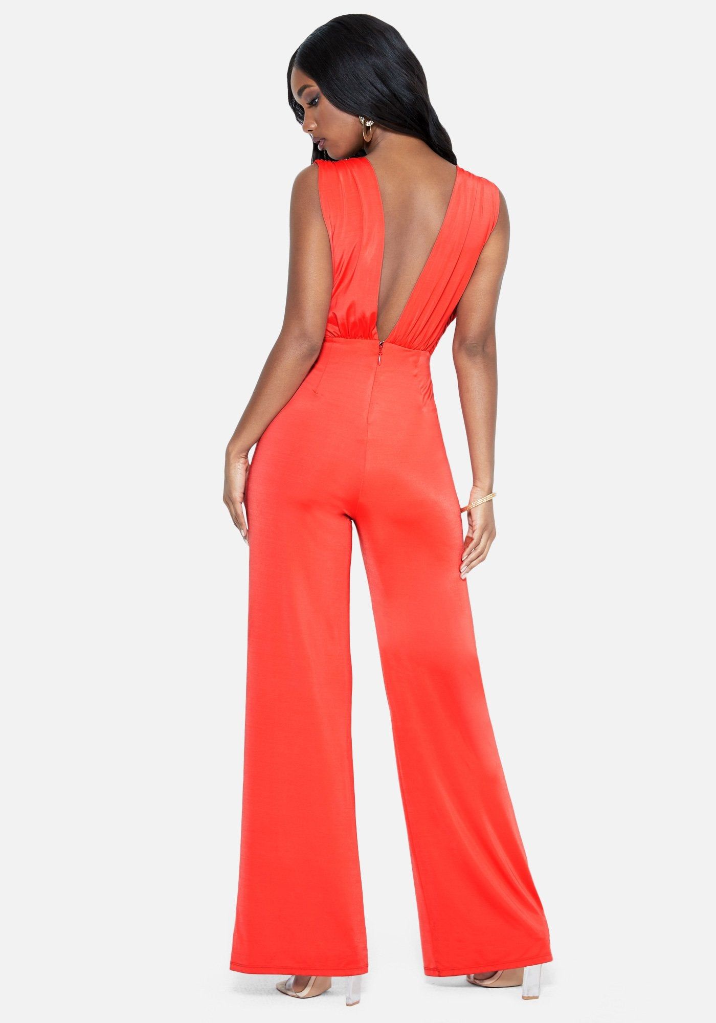 Pleated Plunge Neck Jumpsuit sold by Bebe product image thumbnail 3