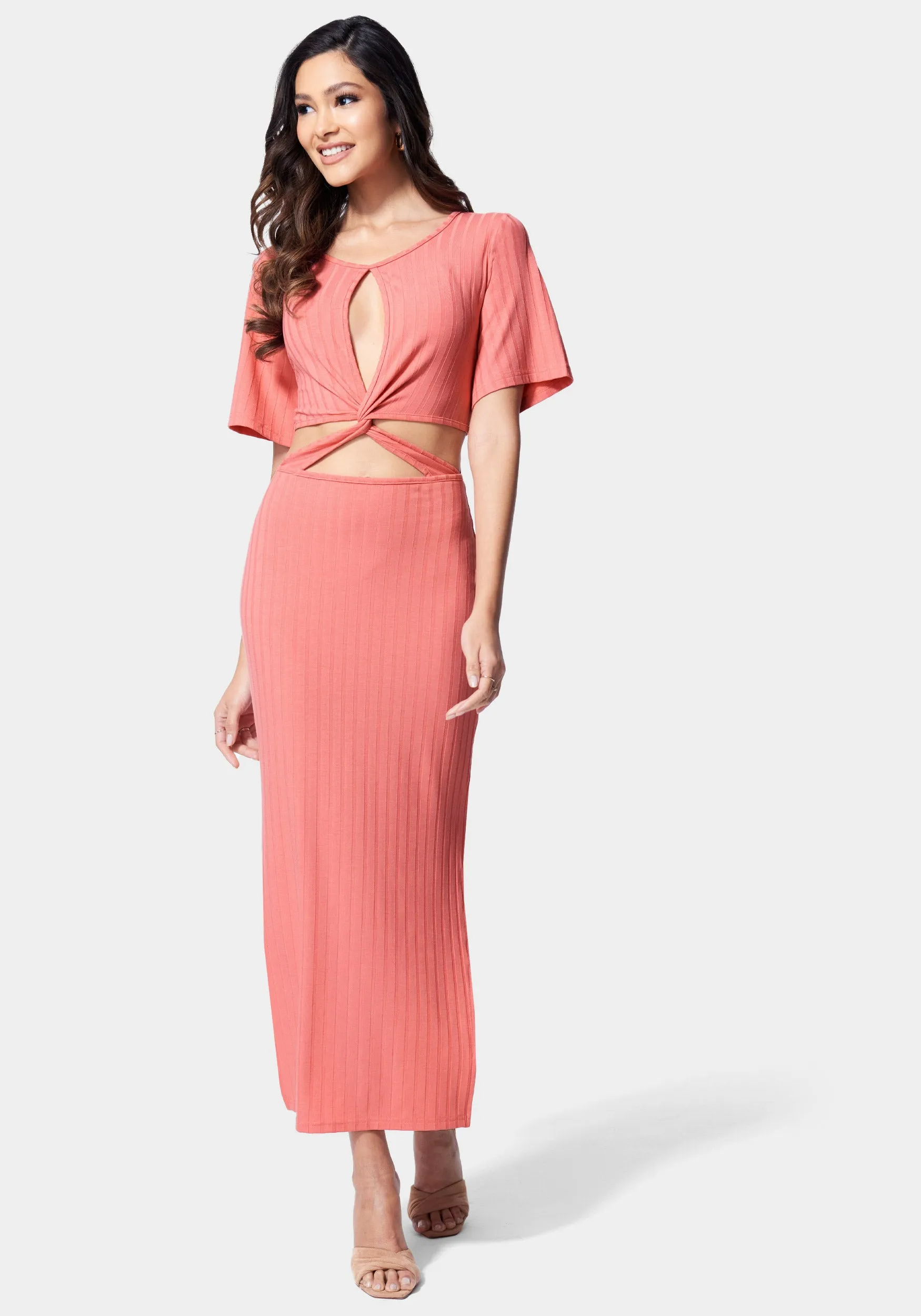 Strappy Cutout Knit Midi Dress sold by Bebe product image thumbnail 2
