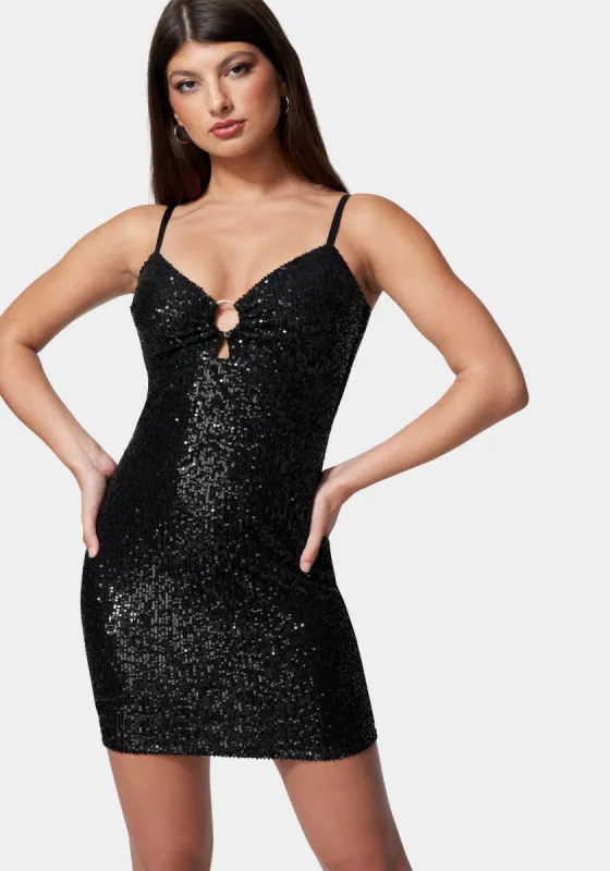 Ring Detail Sequin Mini sold by Bebe