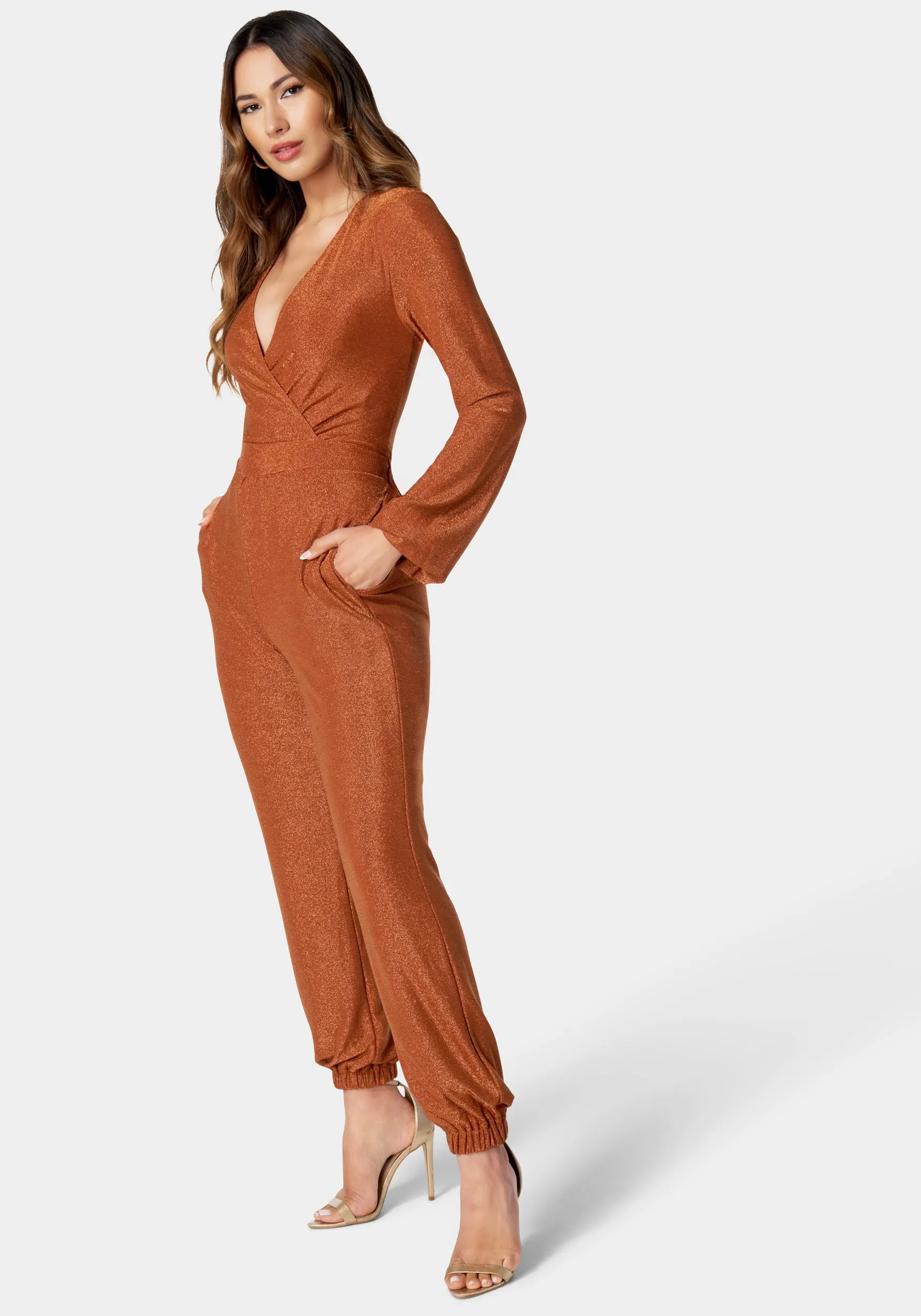 Sparkle Knit Long Sleeve Jumpsuit sold by Bebe product image thumbnail 2