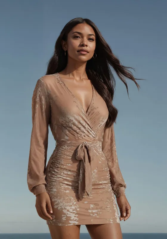 Surplice Burnout Mini Dress sold by Bebe