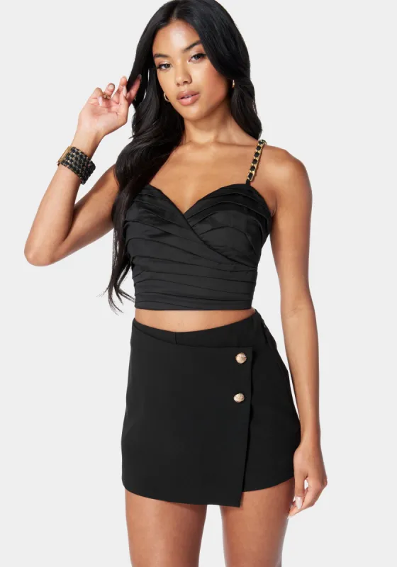 Pleated Chain Strap Bustier Top sold by Bebe