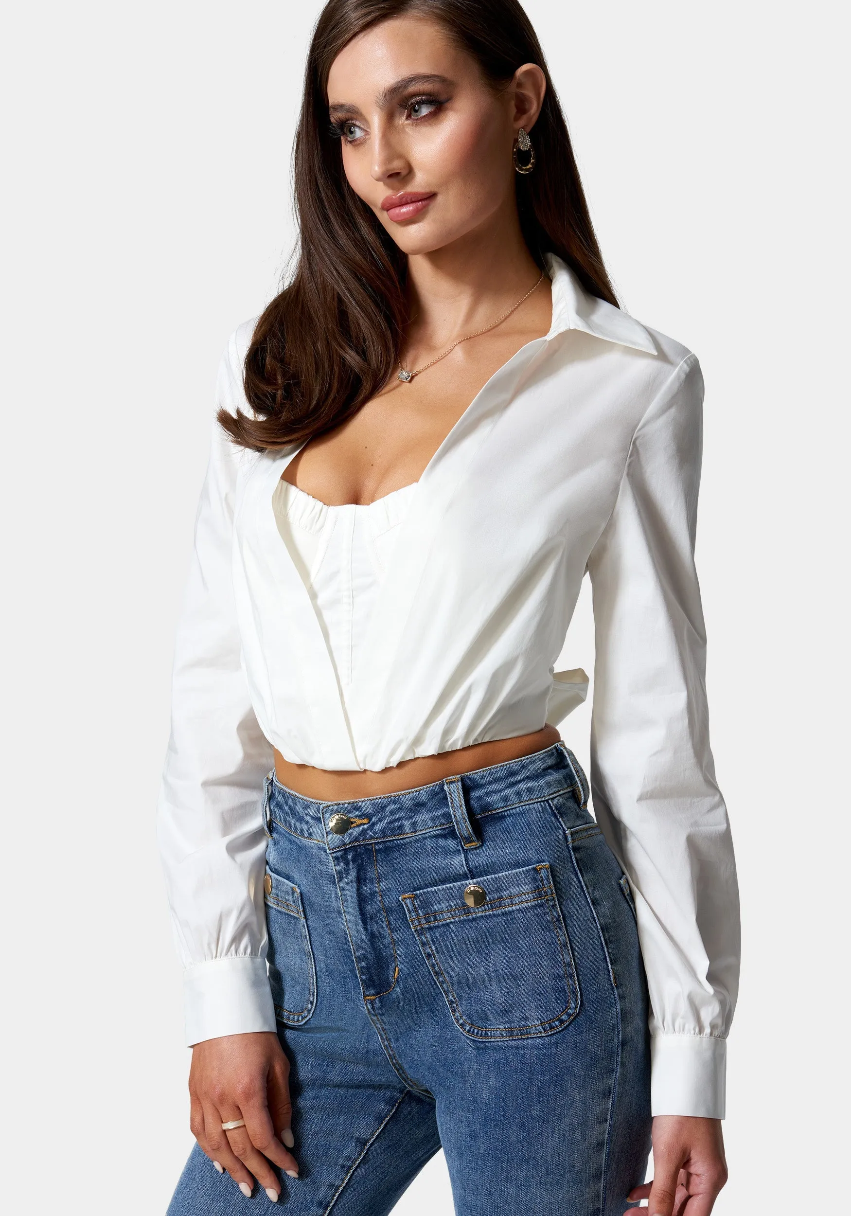 Poplin Fooler Bustier Tie Back Top sold by Bebe product image thumbnail 2