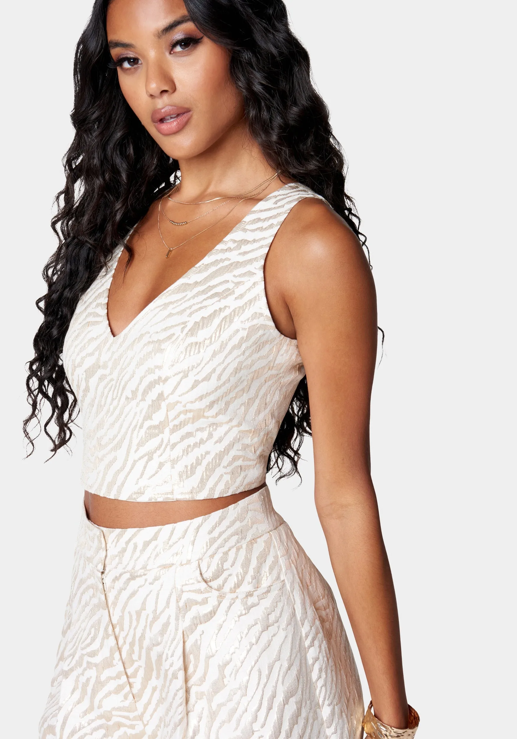 Sleeveless Deep V Neck Jacquard Top sold by Bebe product image thumbnail 2