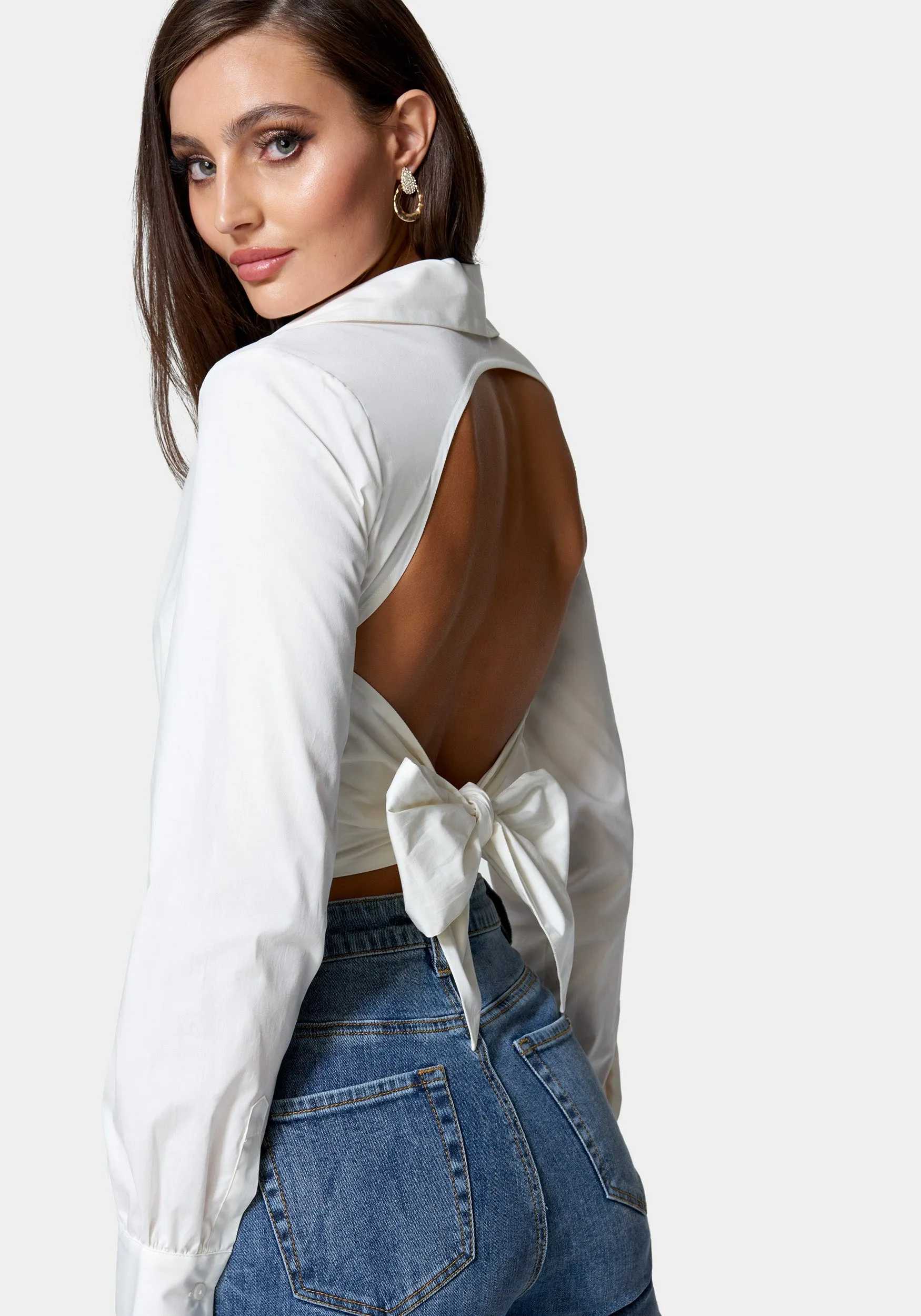 Poplin Fooler Bustier Tie Back Top sold by Bebe product image thumbnail 3