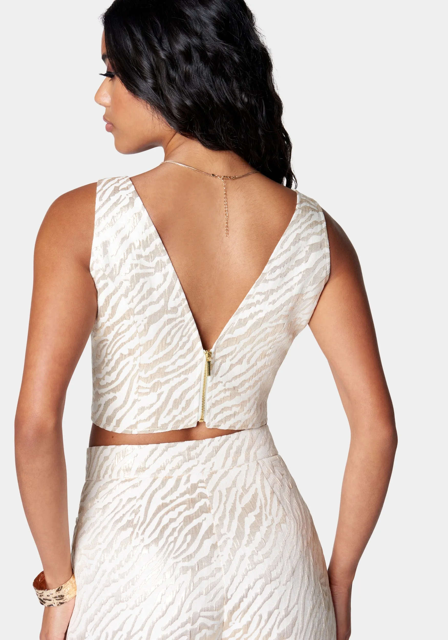 Sleeveless Deep V Neck Jacquard Top sold by Bebe product image thumbnail 3