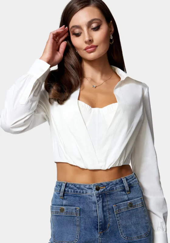 Poplin Fooler Bustier Tie Back Top sold by Bebe