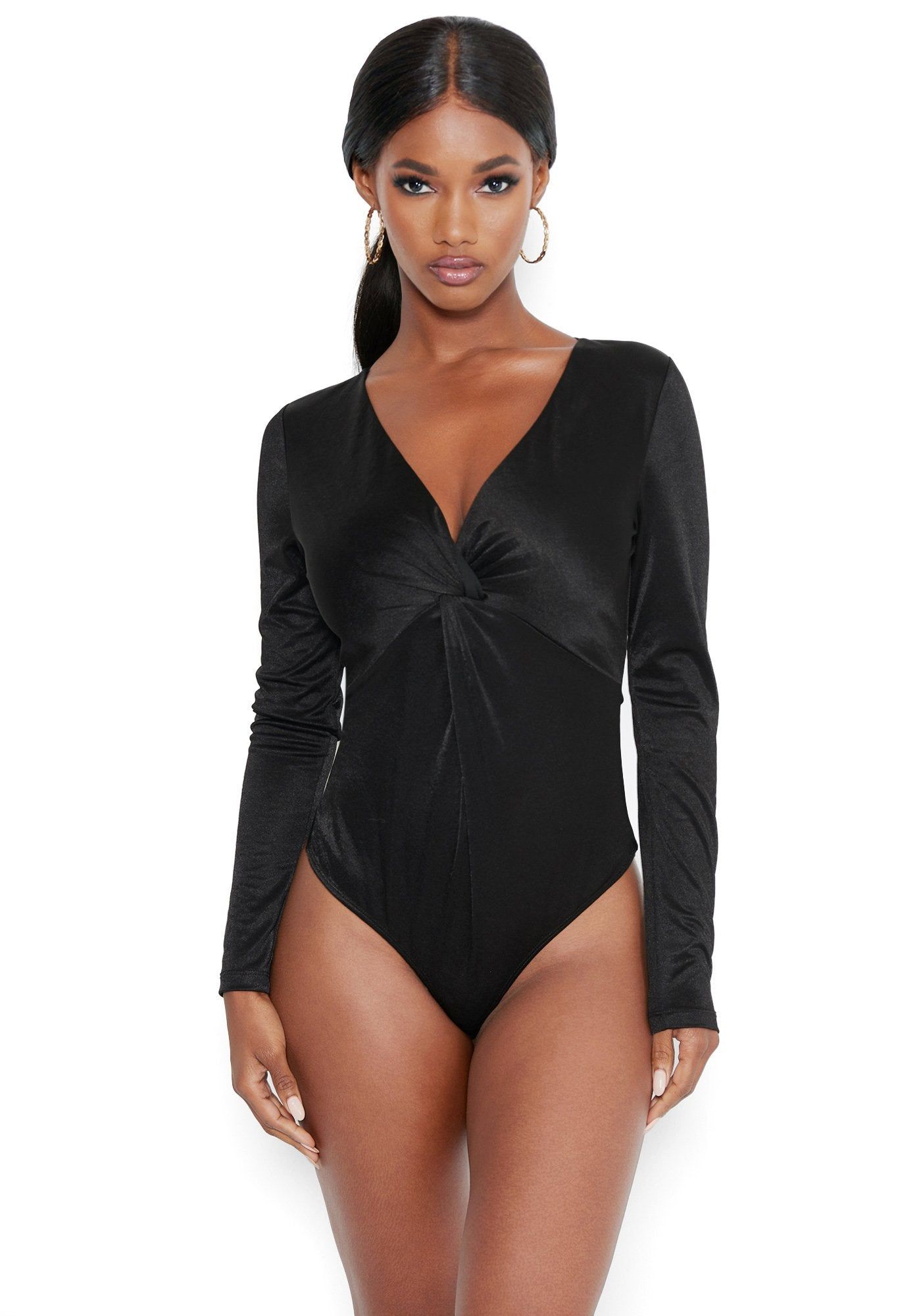 Front Knot Plunge Bodysuit sold by Bebe product image thumbnail 3