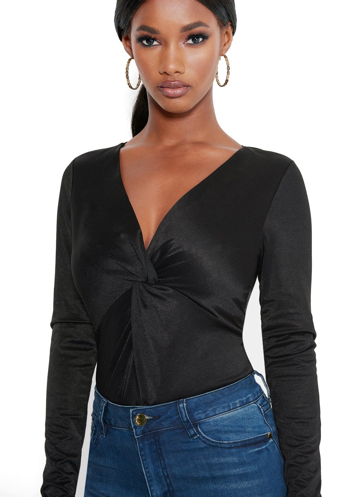 Front Knot Plunge Bodysuit sold by Bebe product image thumbnail 4