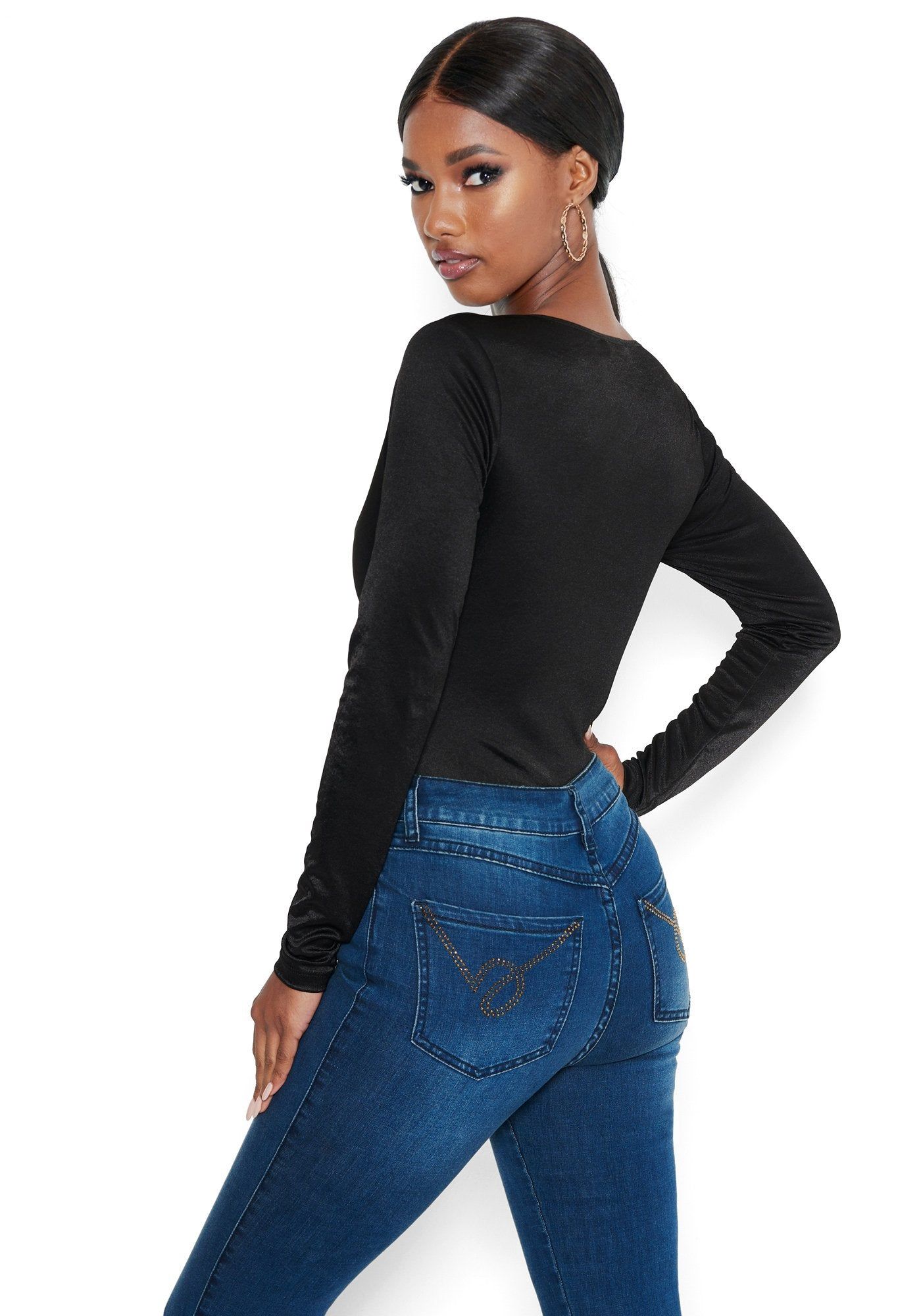 Front Knot Plunge Bodysuit sold by Bebe product image thumbnail 2