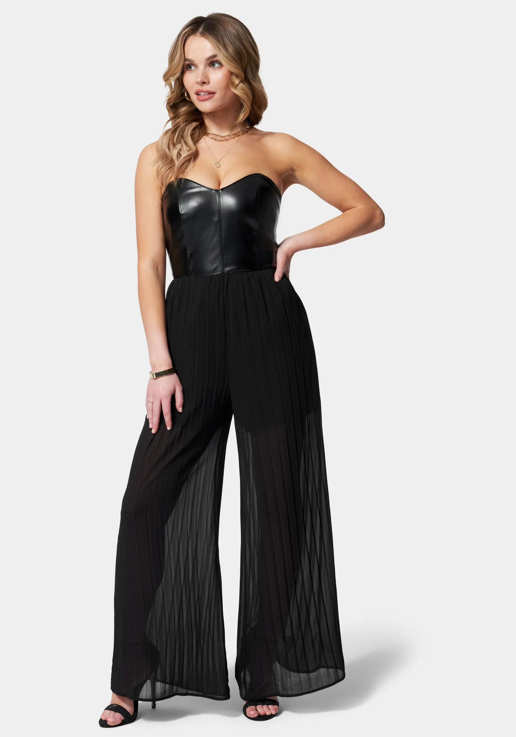 Bustier Pleated Wide Leg Jumpsuit sold by Bebe product image thumbnail 2