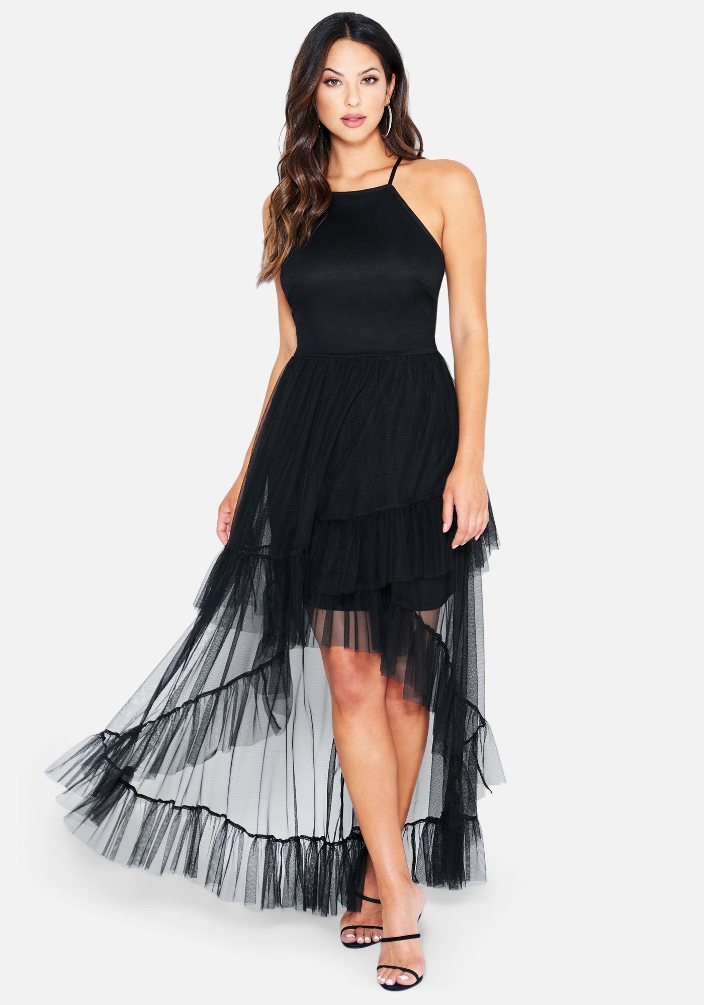 Halter Neck Ruffle Hi Low sold by Bebe