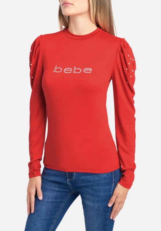 Bebe Logo Rhinstone Stud Long Sleeve sold by Bebe