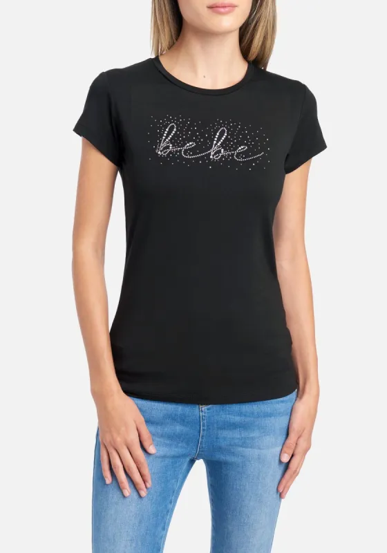 Bebe Logo Rhinestone Stud Cursive Tee sold by Bebe