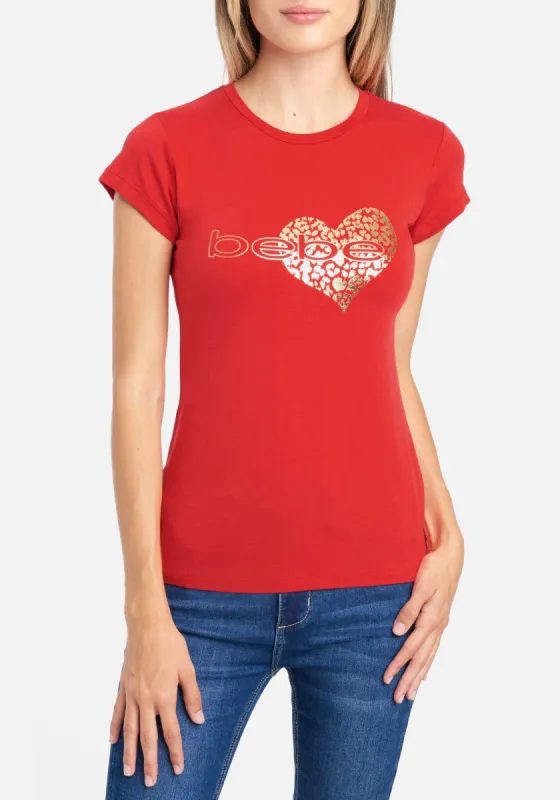 Bebe Logo Heart Glitter Foil Tee sold by Bebe