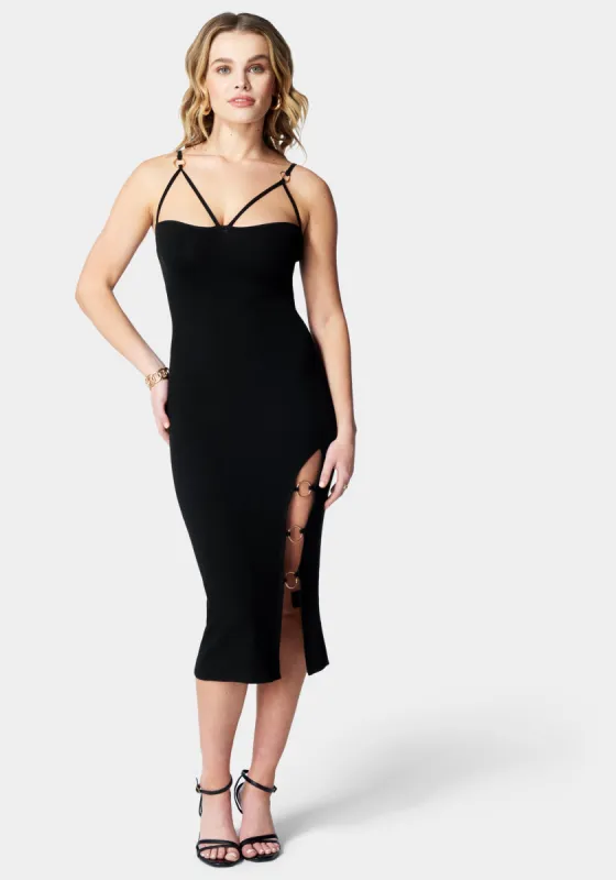 Ring Detail Hi Slit Dress sold by Bebe