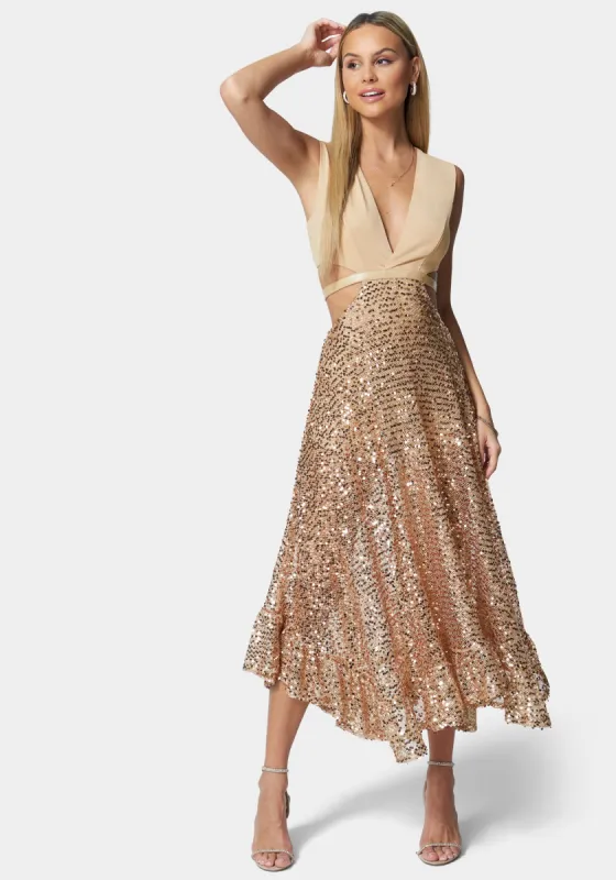 Sequin Mesh Gown sold by Bebe