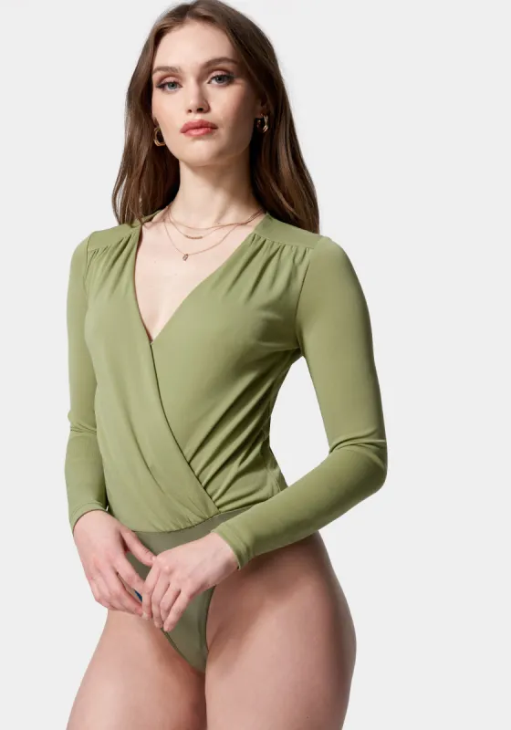 Wrap Front Knit Bodysuit sold by Bebe