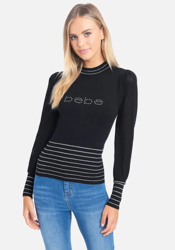 Bebe Logo Metallic Yarn Sweater sold by Bebe