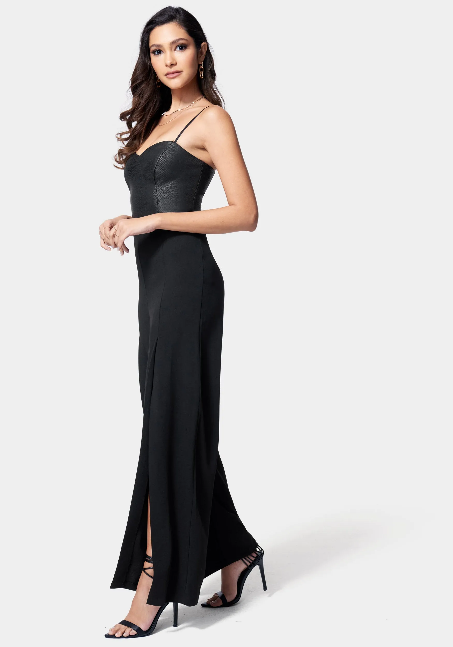 Vegan Leather Open Leg Jumpsuit sold by Bebe product image thumbnail 2