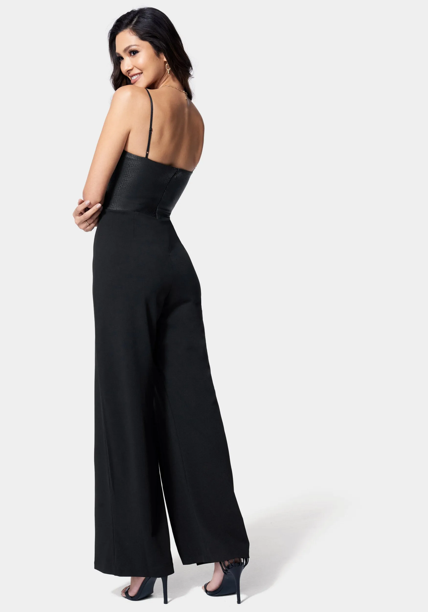 Vegan Leather Open Leg Jumpsuit sold by Bebe product image thumbnail 3