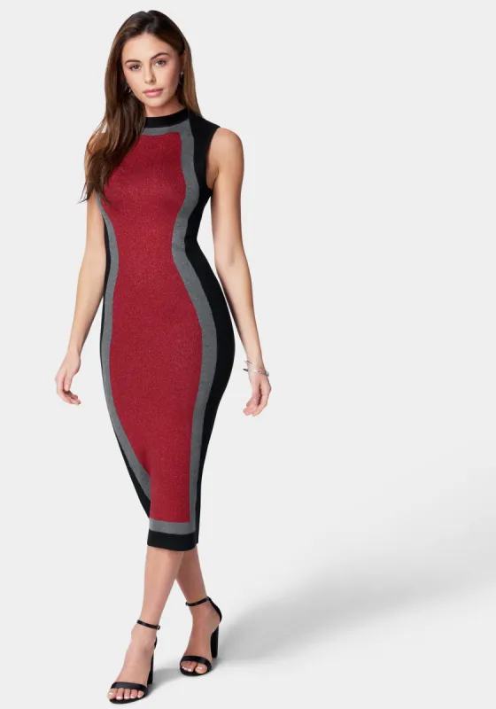 Metallic Inset Sweater Dress sold by Bebe