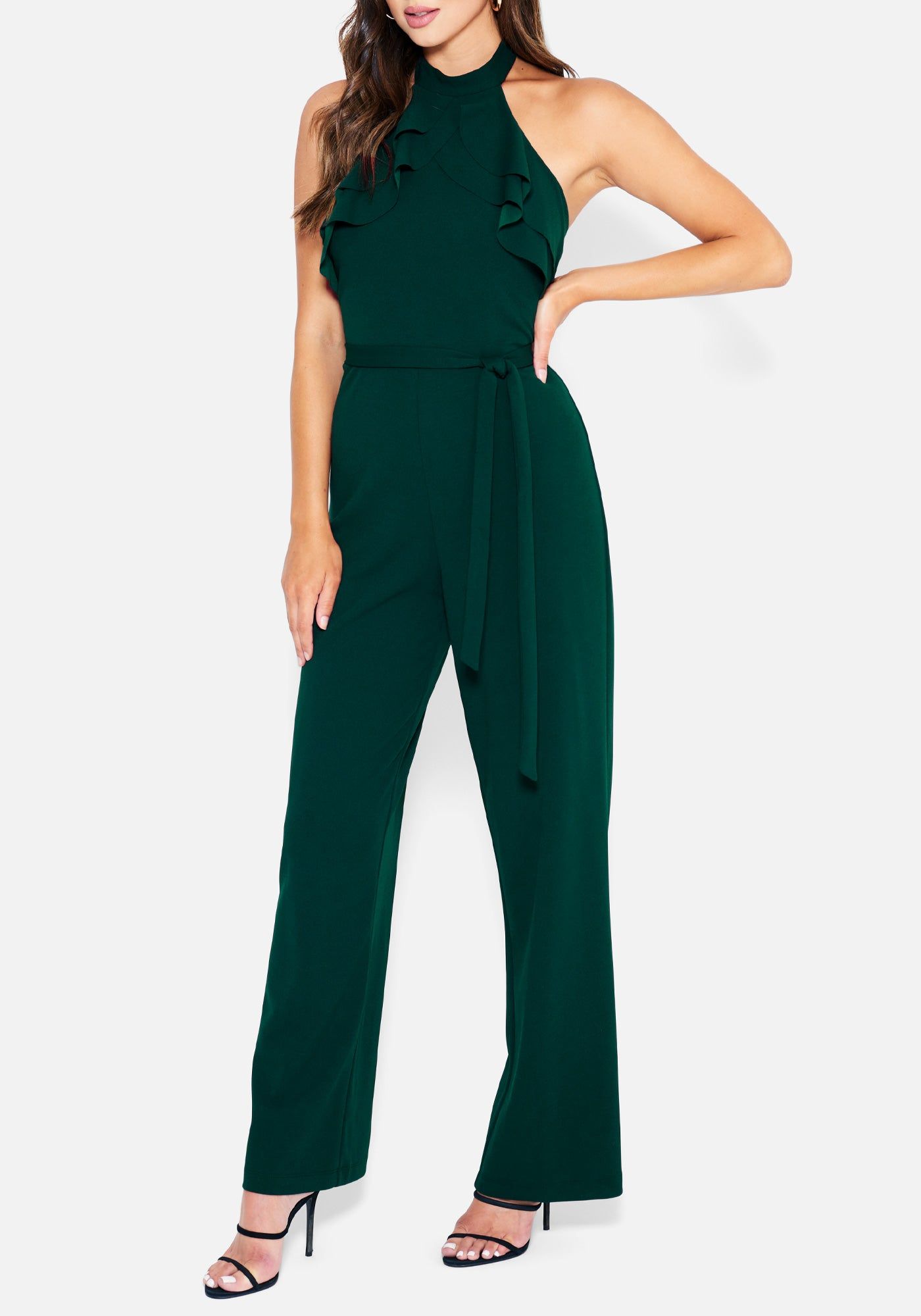 Double Ruffle Halter Jumpsuit sold by Bebe product image thumbnail 2