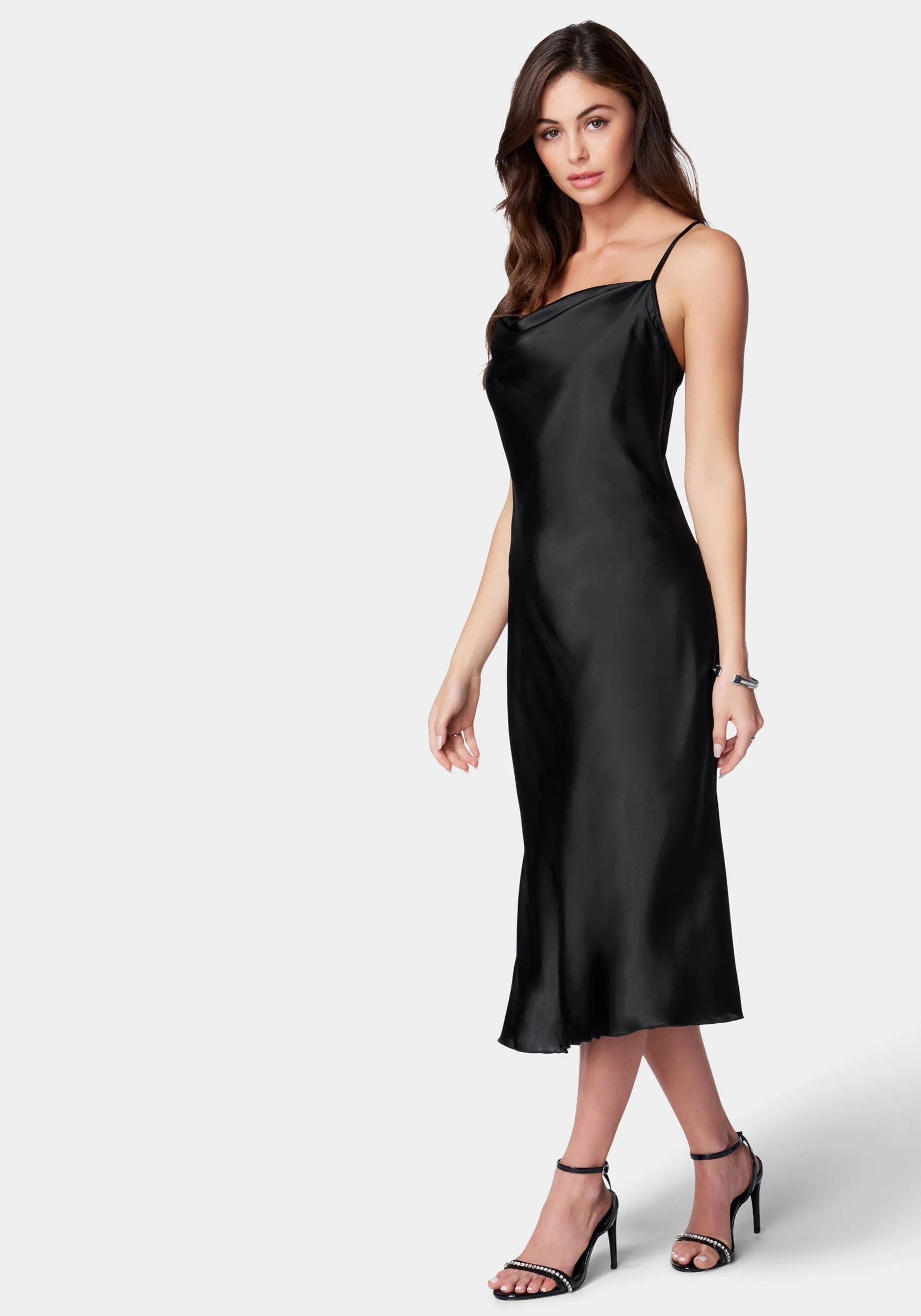 Satin Cowl Neck Slip Midi Dress sold by Bebe product image thumbnail 2