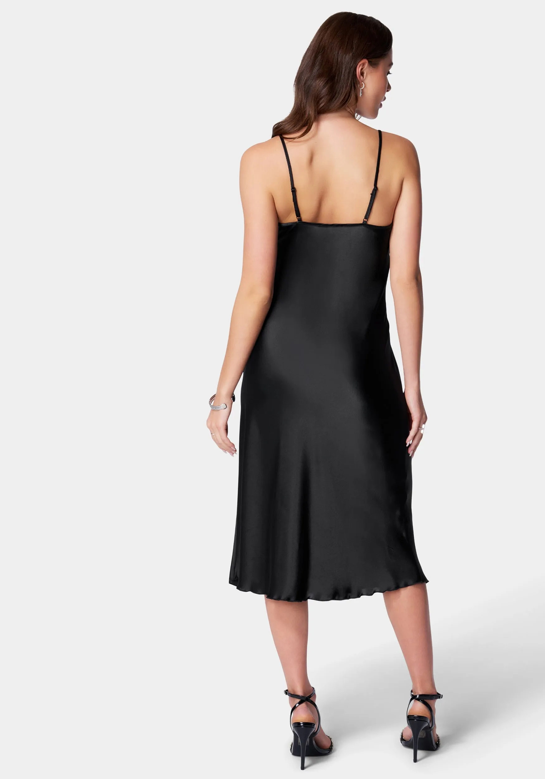 Satin Cowl Neck Slip Midi Dress sold by Bebe product image thumbnail 3