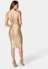 Foiled Bandage Plunge Neck Midi Dress sold by Bebe