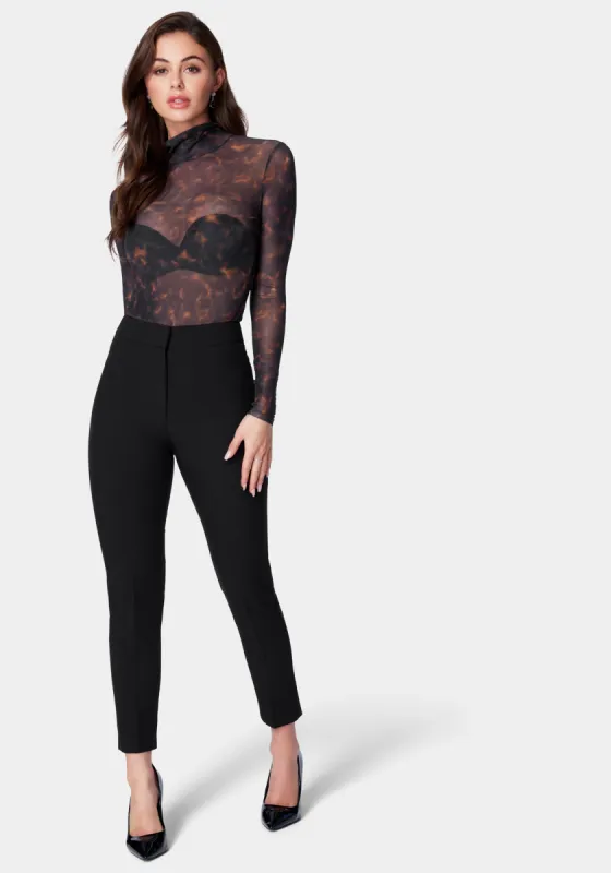 High Waist Slim Leg Tailored Twill Pant sold by Bebe