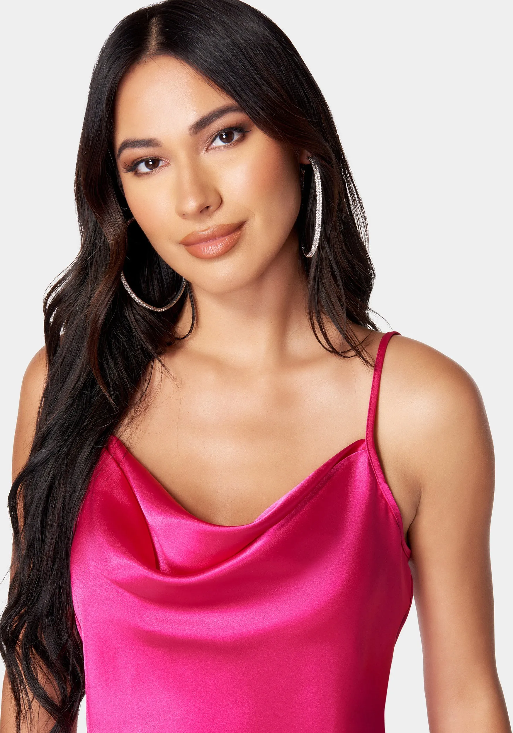 Satin Cowl Neck Slip Midi Dress sold by Bebe product image thumbnail 4