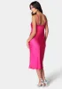 Satin Cowl Neck Slip Midi Dress sold by Bebe