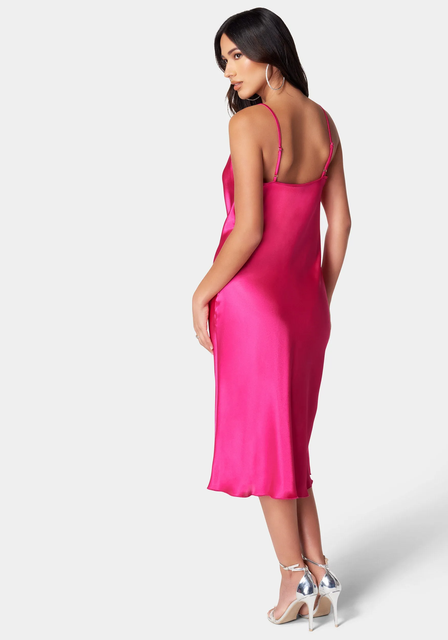 Satin Cowl Neck Slip Midi Dress sold by Bebe product image thumbnail 3