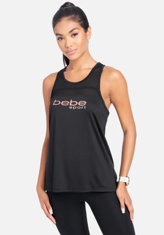 Bebe Sport Mesh Trim Hi-Lo Tank sold by Bebe