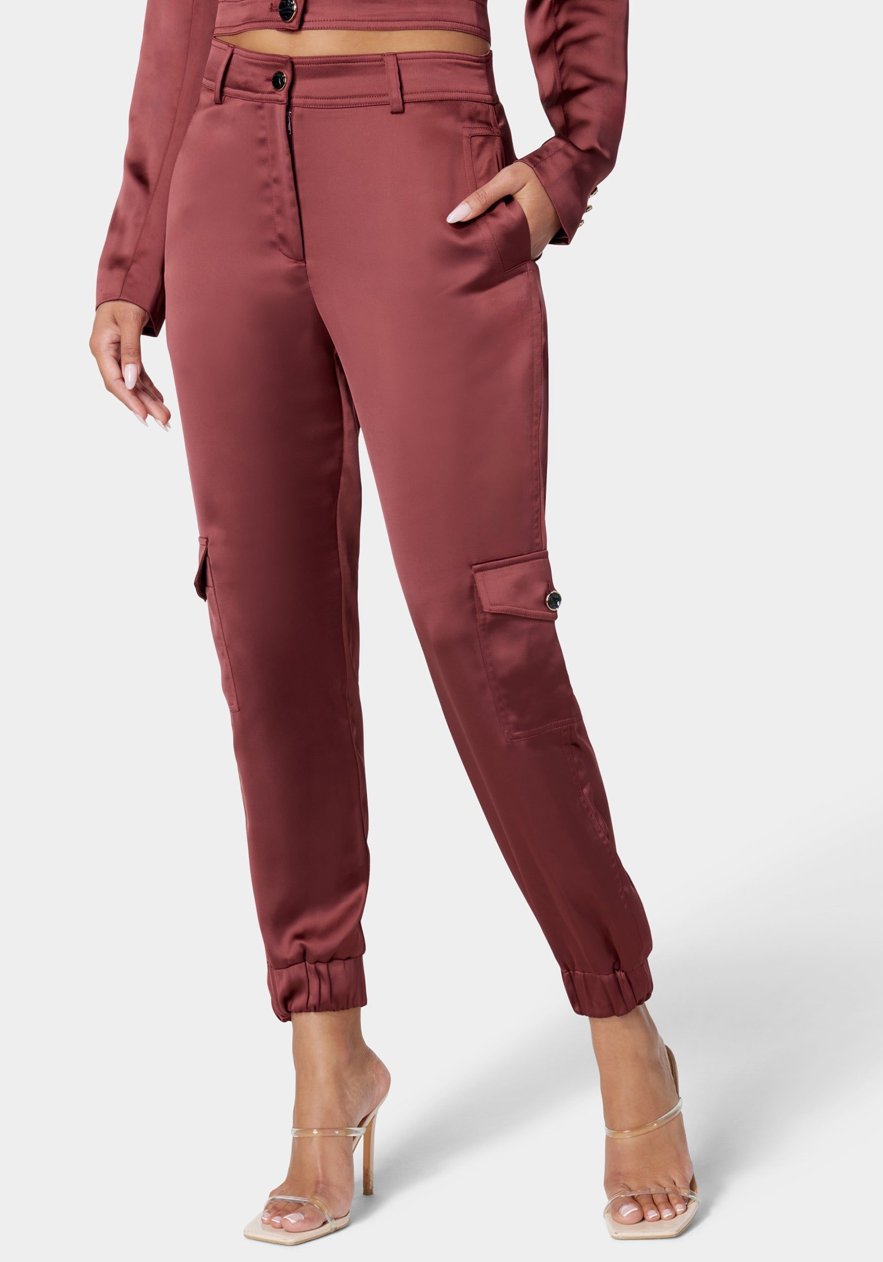 Tailored Cargo Satin Jogger Pant sold by Bebe product image thumbnail 2