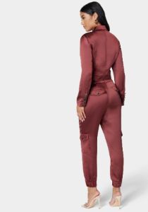 Tailored Cargo Satin Jogger Pant sold by Bebe
