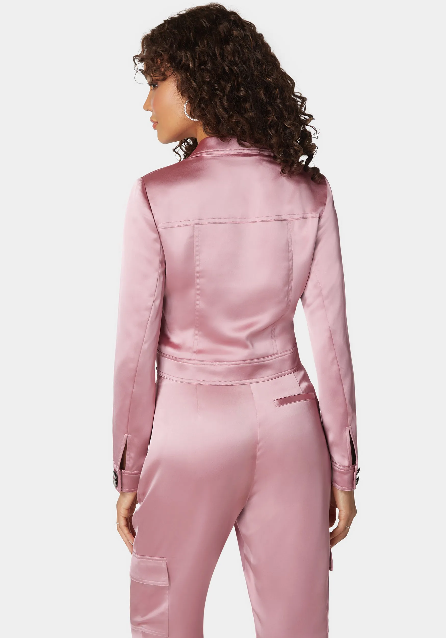 Stud Detail Tailored Satin Blazer sold by Bebe product image thumbnail 3