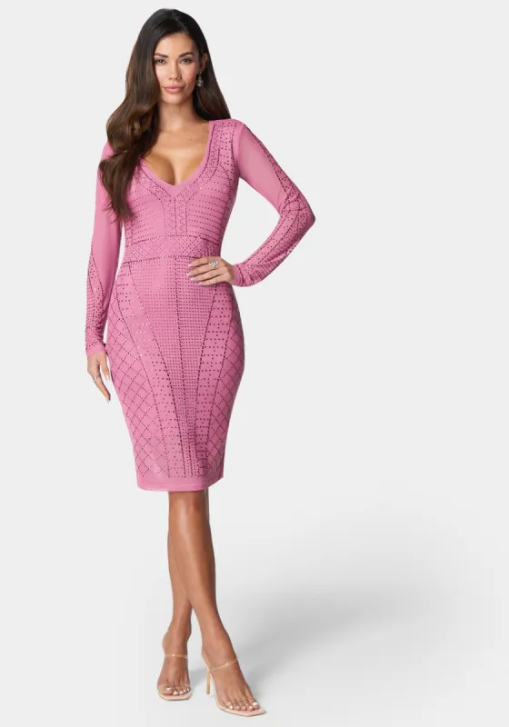 Crystal Mesh Midi Dress sold by Bebe