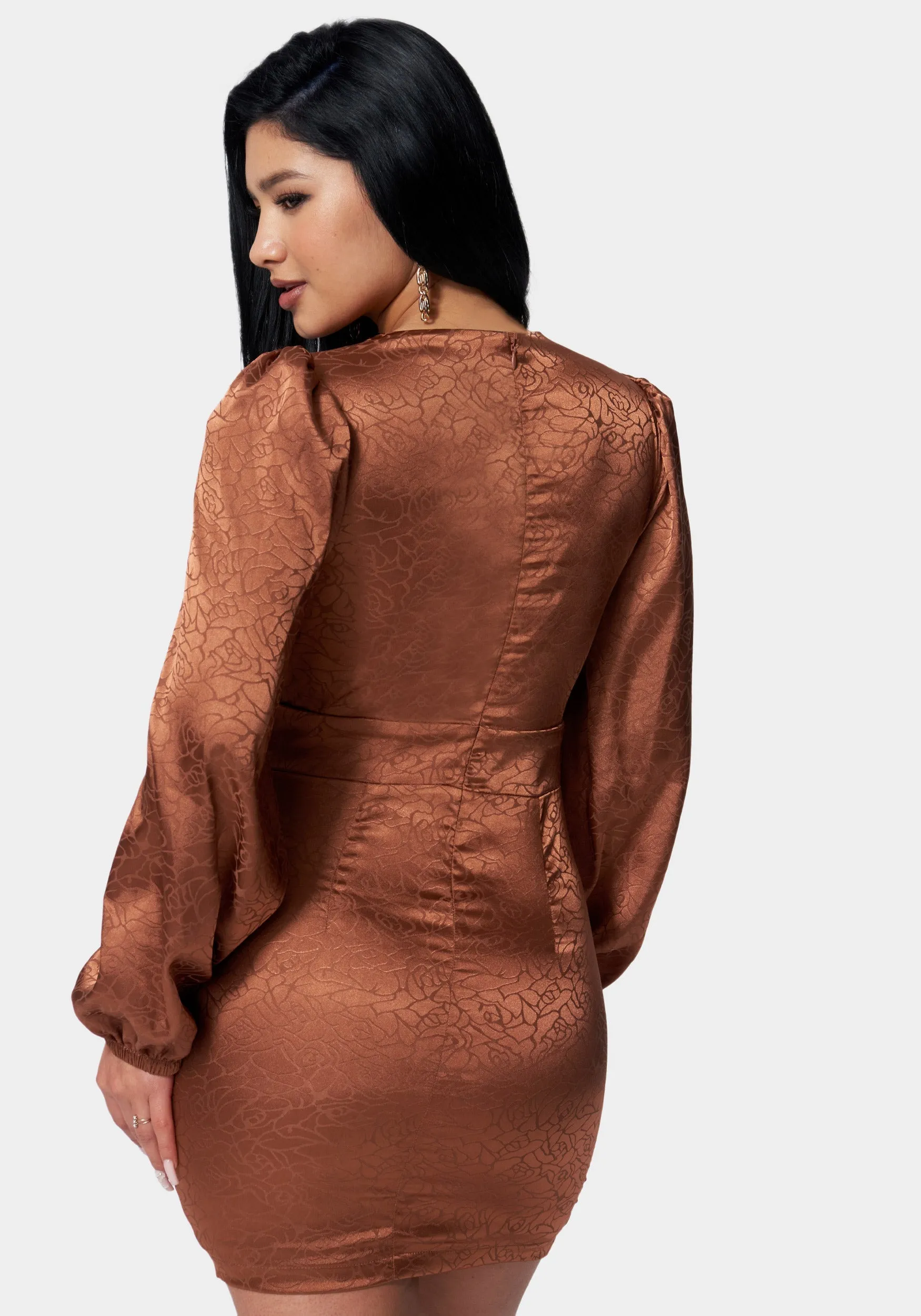 Satin Button Up Jacquard Mini Dress sold by Bebe product image thumbnail 3