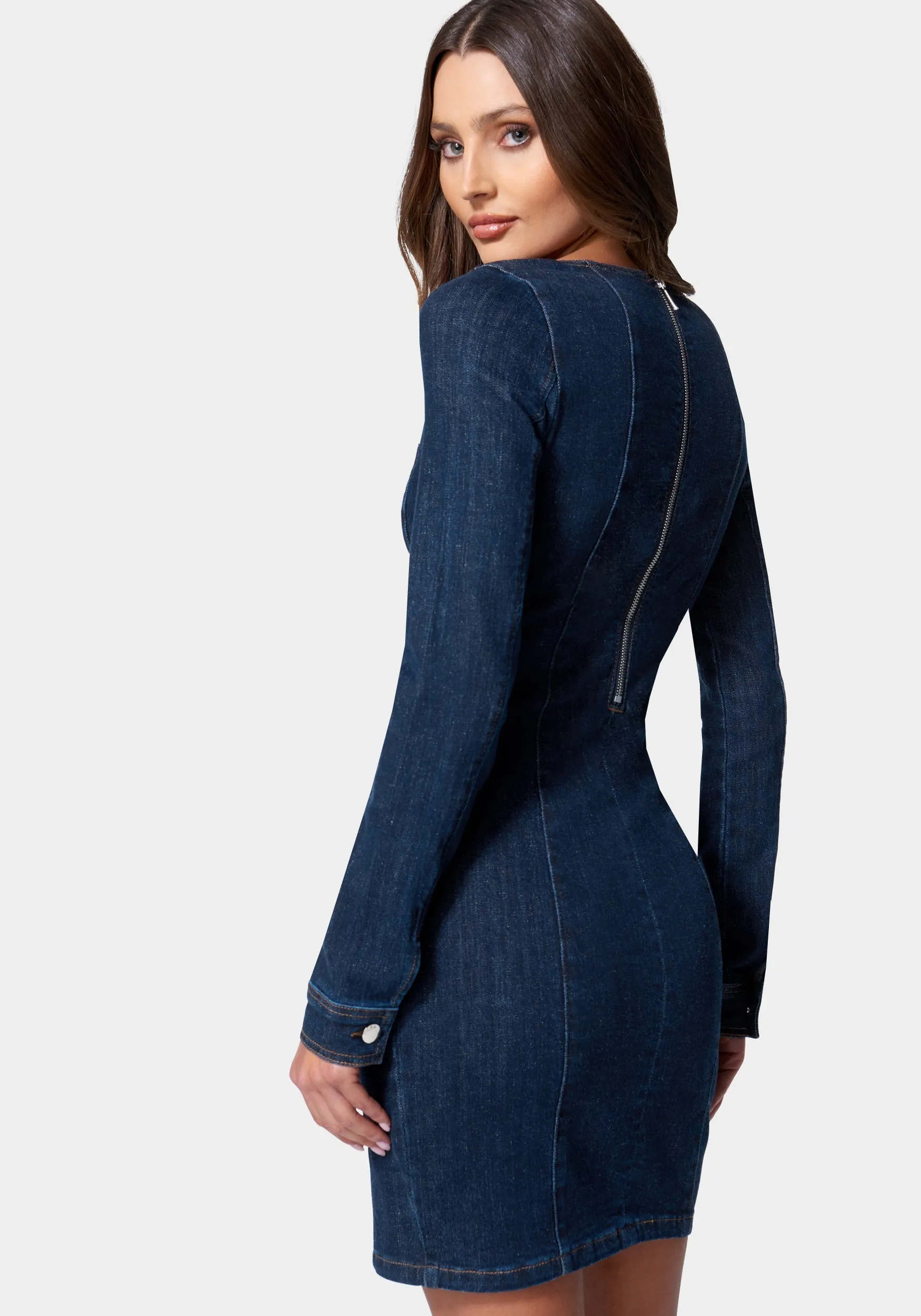 Eyelet Detail Denim Dress sold by Bebe product image thumbnail 3