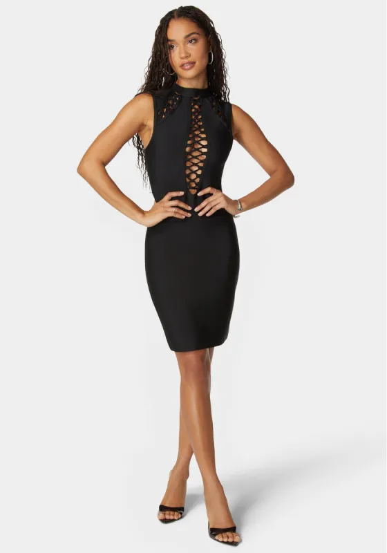 Lace Up Bandage Dress sold by Bebe