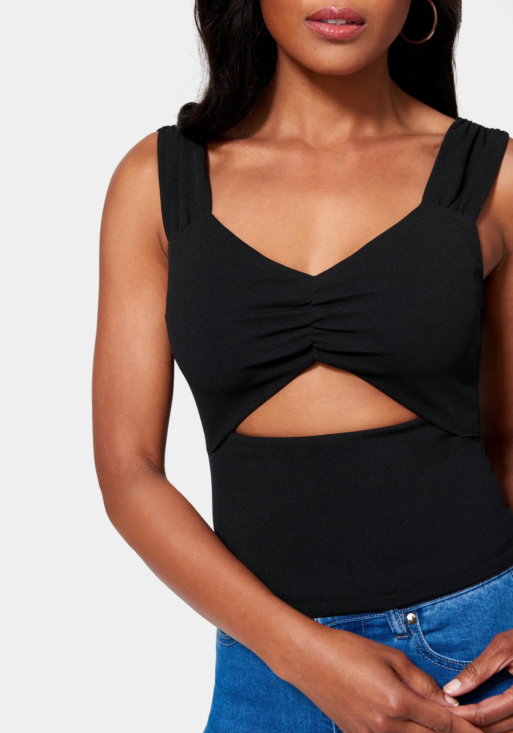 Ruched Sleeve Cutout Detail Top sold by Bebe product image thumbnail 4