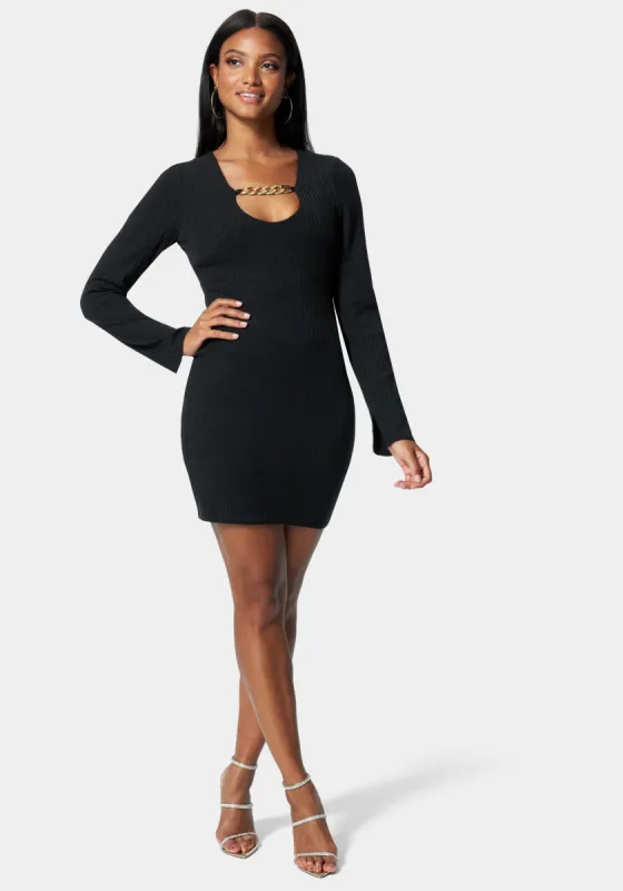 Chain Detail Rib Dress sold by Bebe