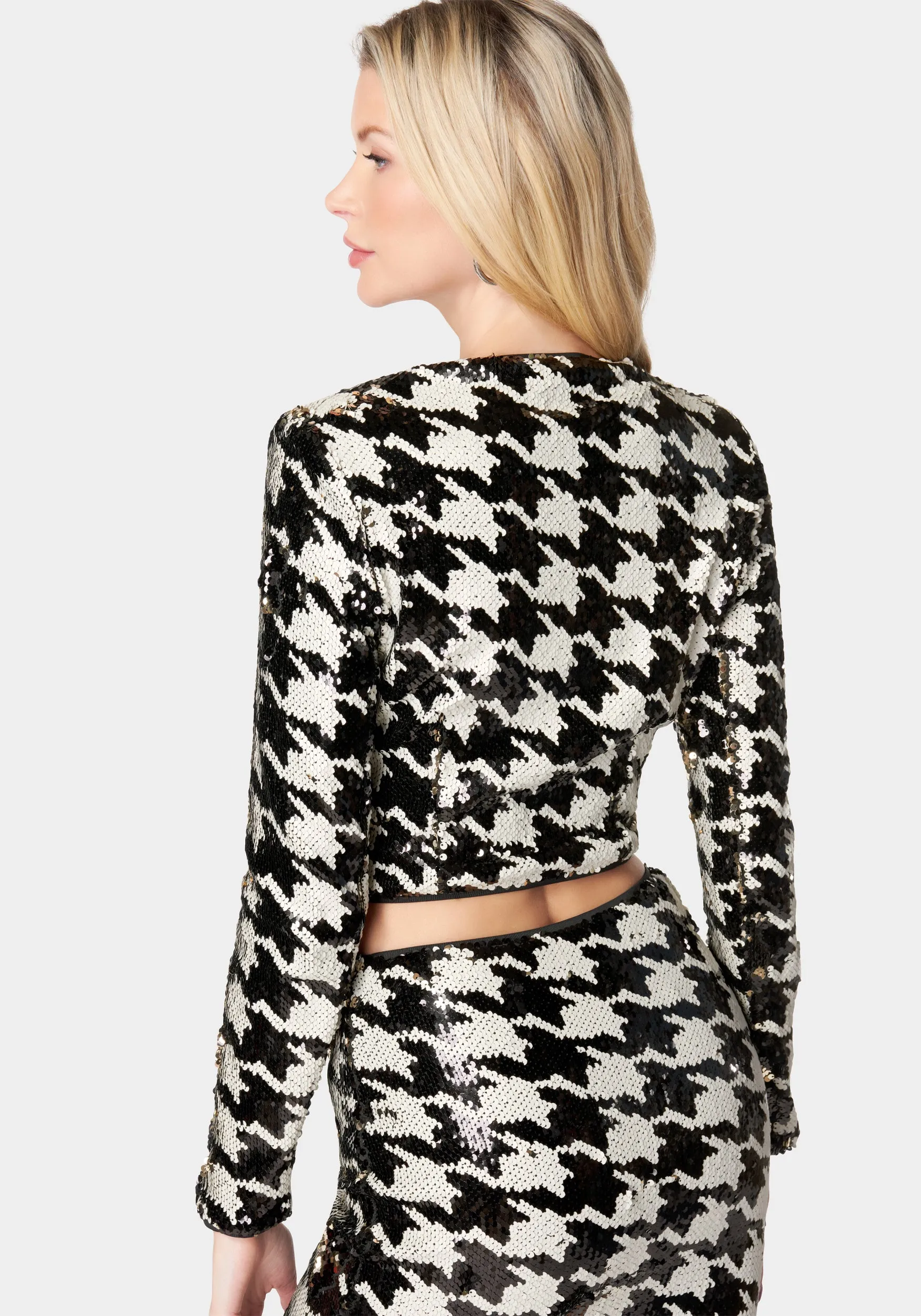 Sequin Houndstooth Notch Front Jacket sold by Bebe product image thumbnail 3
