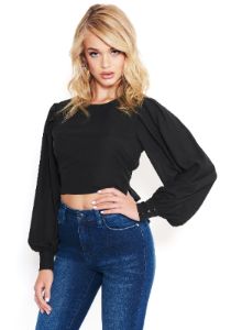 Blouson Sleeve Open Back Top sold by Bebe
