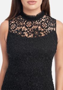 Mock Neck Lace Shift Dress sold by Bebe