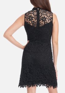 Mock Neck Lace Shift Dress sold by Bebe