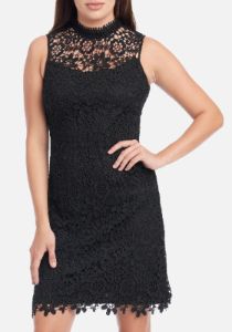 Mock Neck Lace Shift Dress sold by Bebe